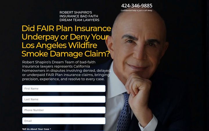 Screenshot of lafireinsurancelawsuit.com