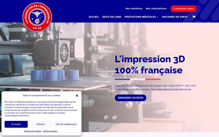 Screenshot of lafrancaisedelimpression3d.com