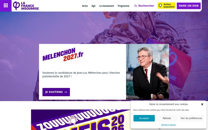 Screenshot of lafranceinsoumise.fr