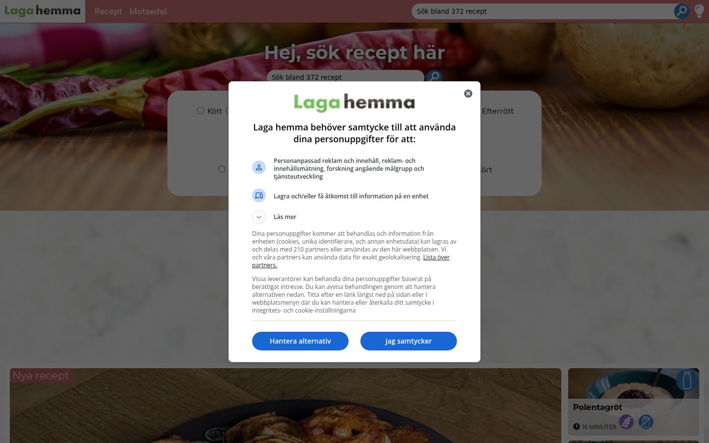 Snímka obrazovky banera súhlasu zobrazeného pred akoukoľvek interakciou