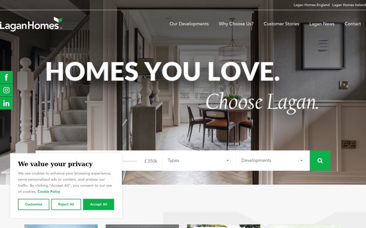 Screenshot of laganhomes.com