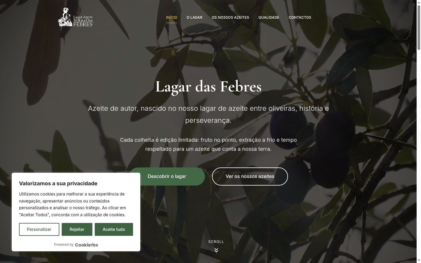 Screenshot of the consent banner shown before any interaction