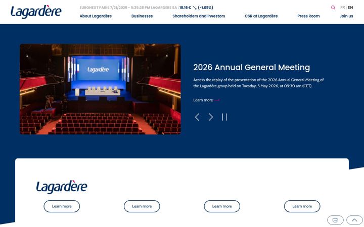 Screenshot of lagardere.com