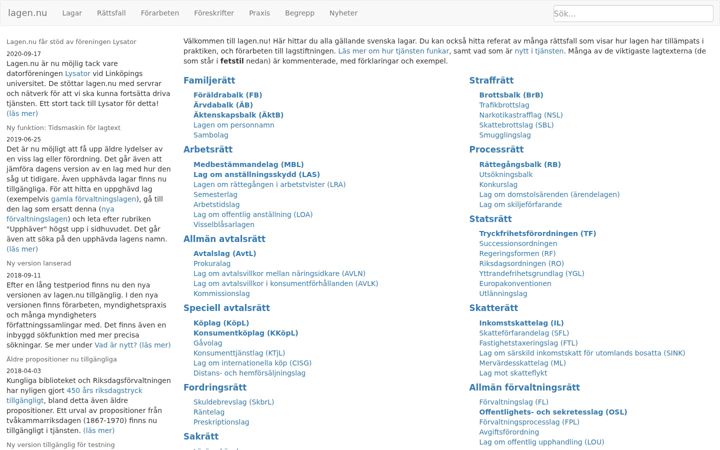 Screenshot of lagen.nu