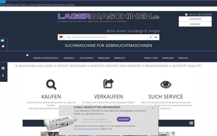 Screenshot of lagermaschinen.de