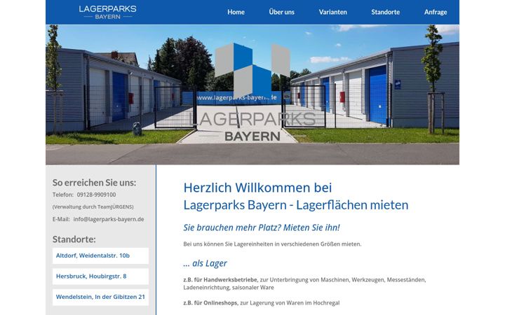 Screenshot of lagerparks-bayern.de