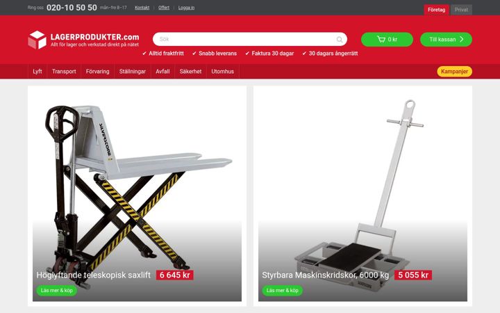 Screenshot of lagerprodukter.com