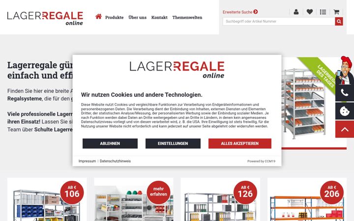 Screenshot of lagerregale-online.de