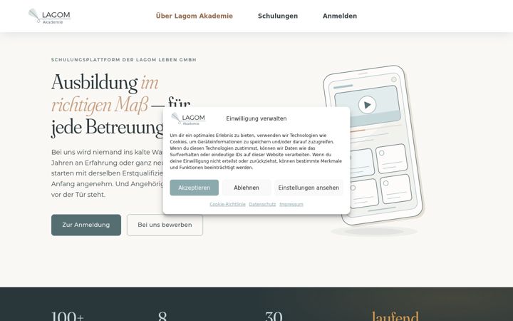 Screenshot of lagom-akademie.de
