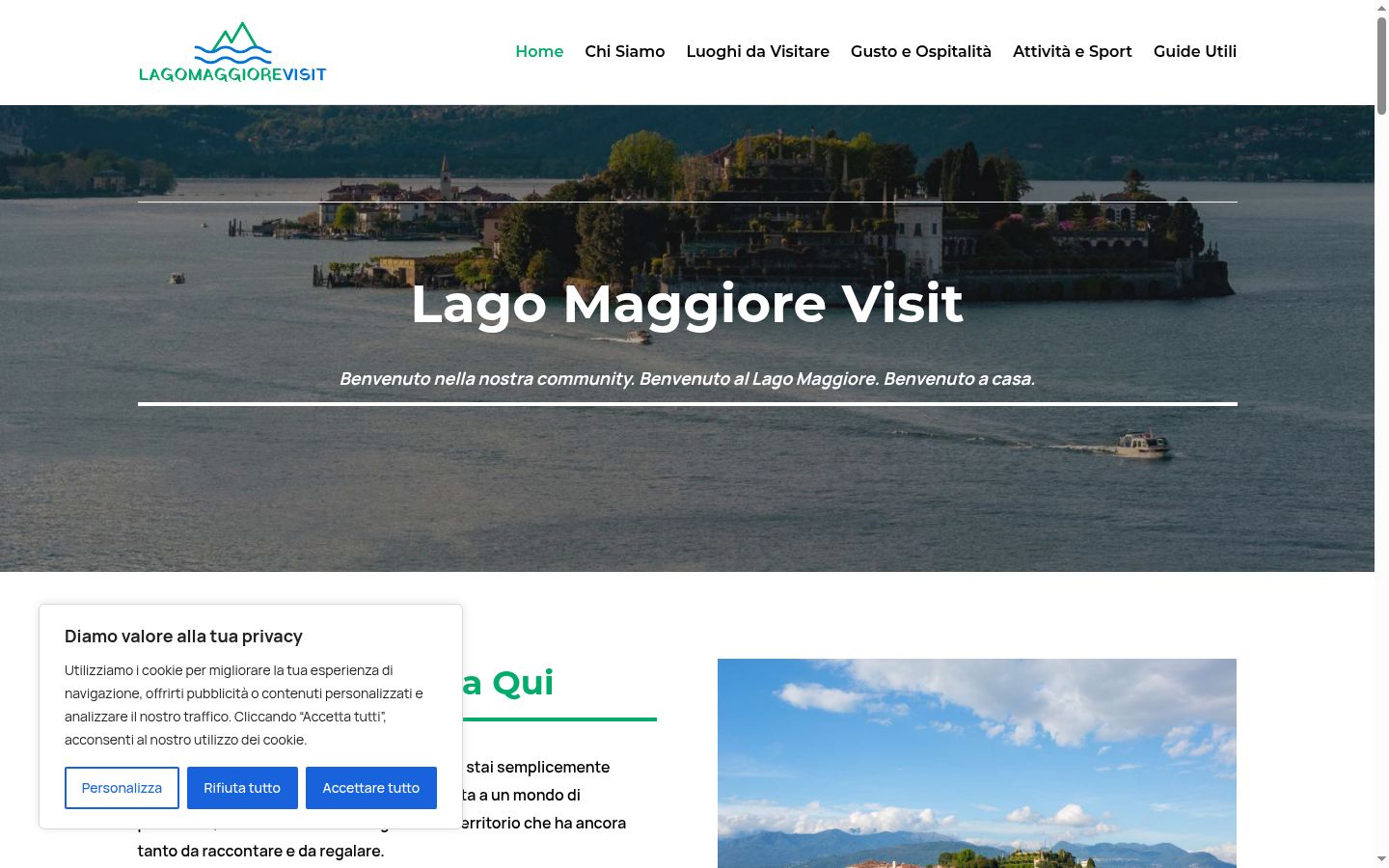 Screenshot del banner di consenso mostrato prima di qualsiasi interazione