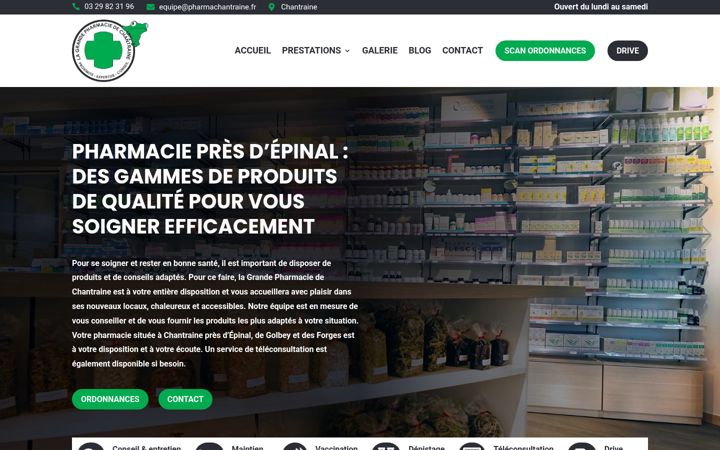 Screenshot of lagrandepharmaciedechantraine.fr