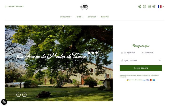 Screenshot of lagrangedumoulindetauran.com