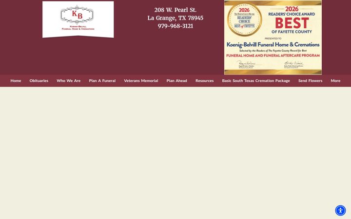 Screenshot of lagrangefunerals.com