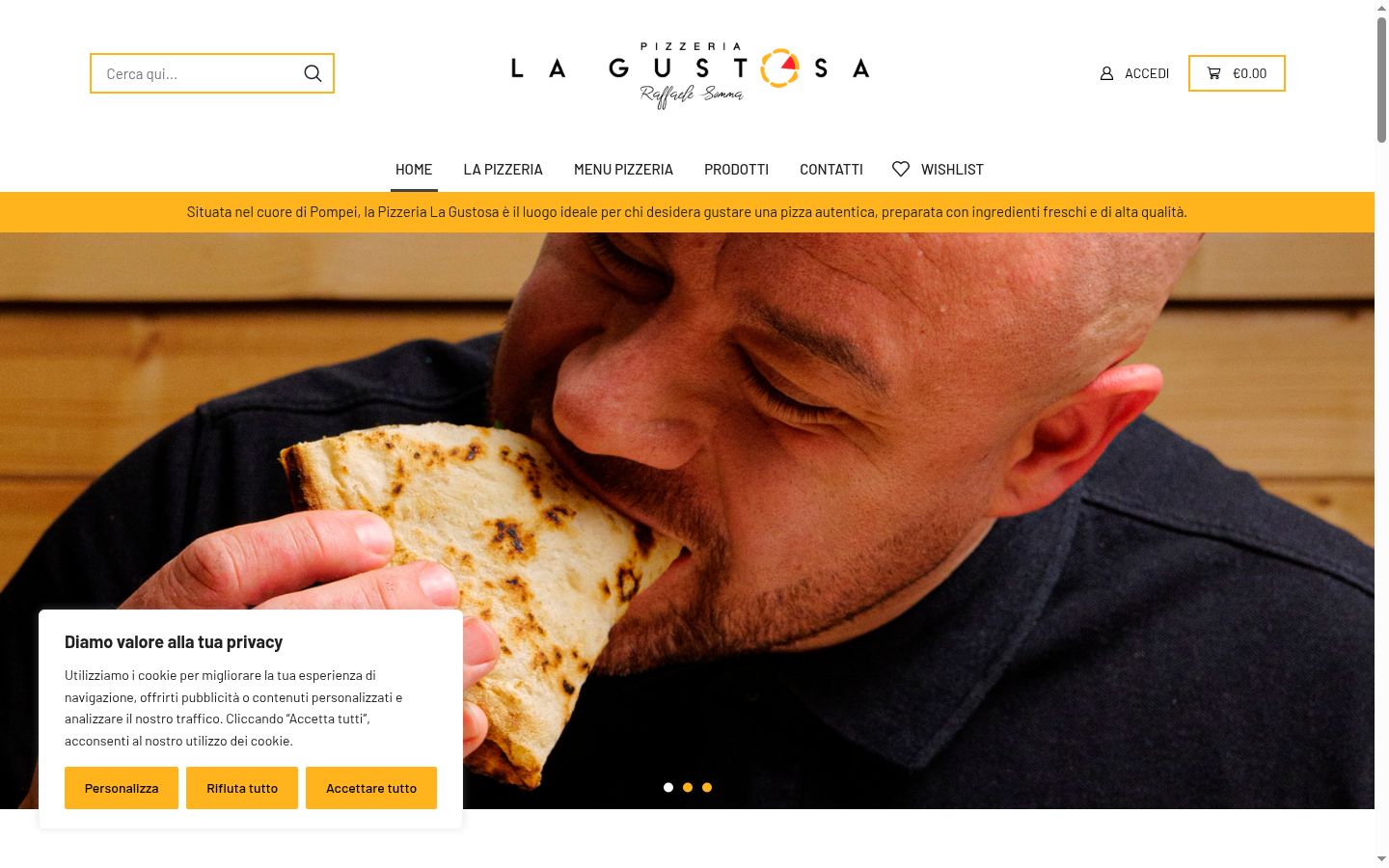 Screenshot del banner di consenso mostrato prima di qualsiasi interazione