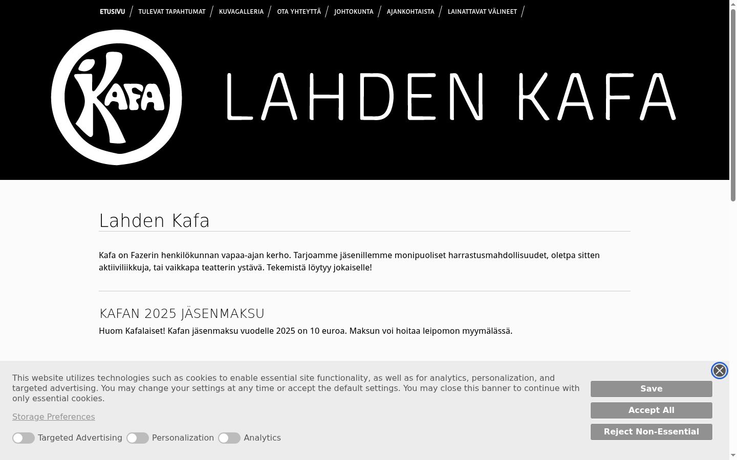 Screenshot del banner di consenso mostrato prima di qualsiasi interazione