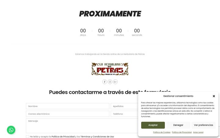 Screenshot of laherbolariadepetras.com