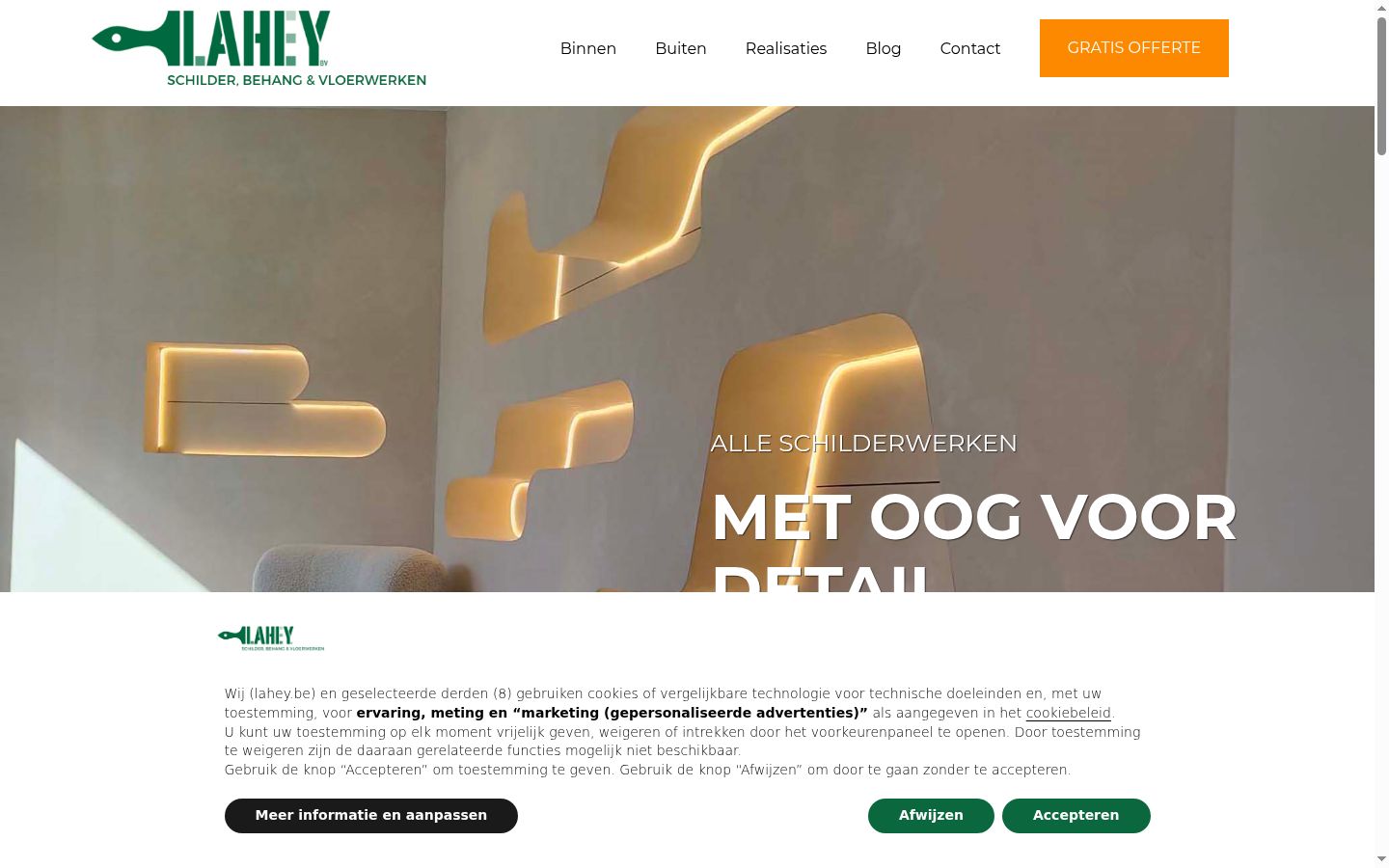 Screenshot van de toestemmingsbanner zoals getoond vóór enige interactie