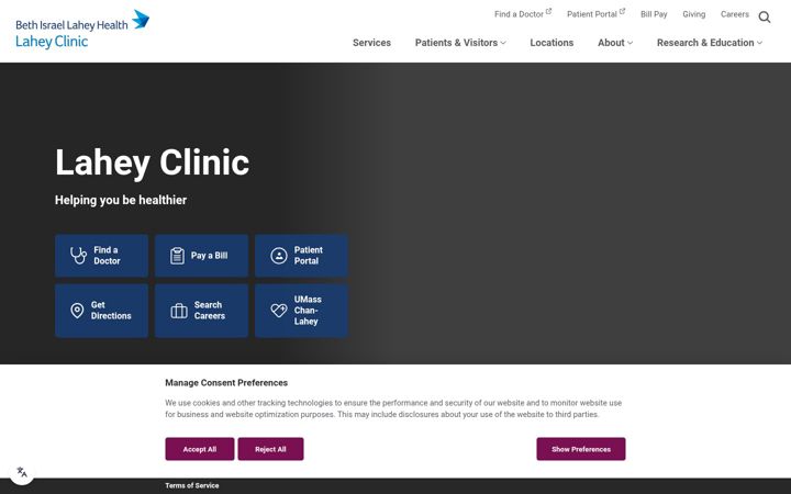 Screenshot of lahey.org