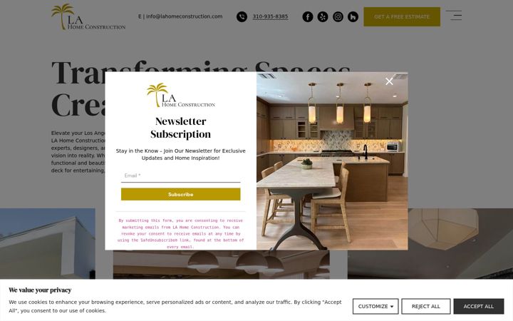 Screenshot of lahomeconstruction.com
