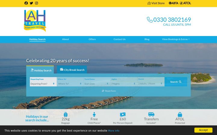 Screenshot of lahtravel.com
