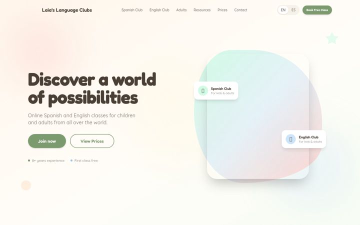 Screenshot of laiaslanguageclubs.com