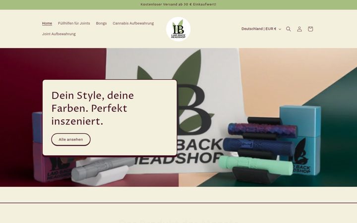 Screenshot of laidbackheadshop.com