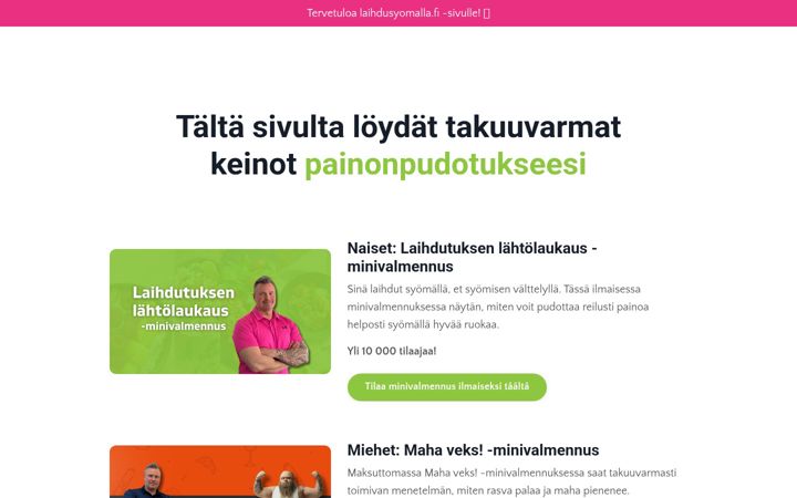 Екранна снимка на laihdusyomalla.fi