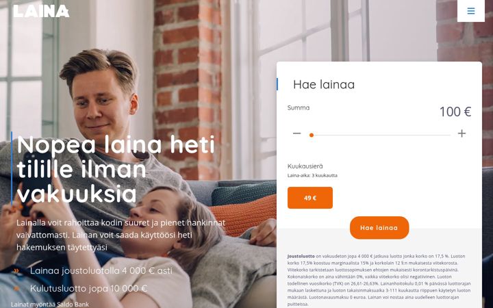 Screenshot of laina.com