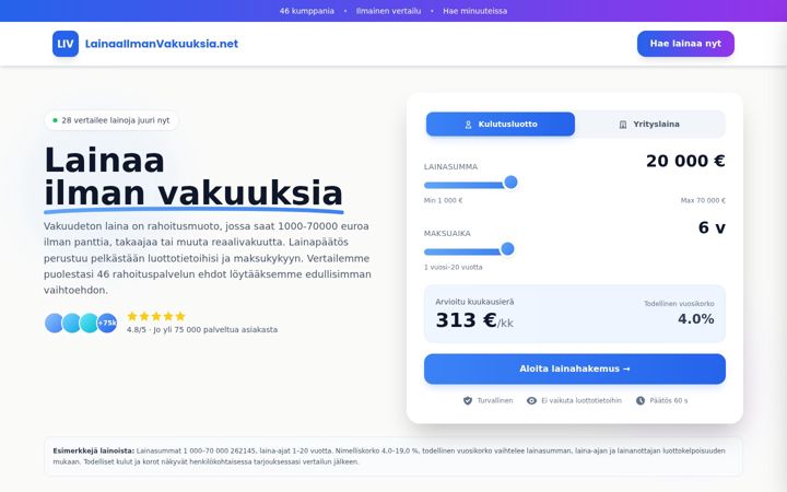 Screenshot of lainaailmanvakuuksia.net