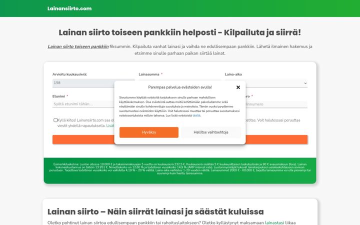 Screenshot of lainansiirto.com