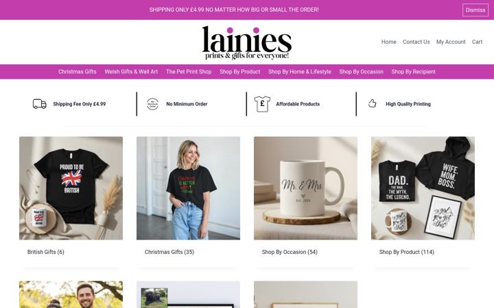 Screenshot of lainies.co.uk