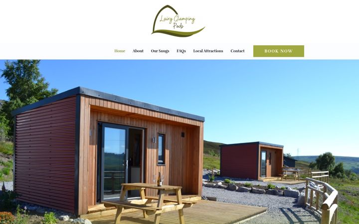 Screenshot of lairgglampingpods.co.uk
