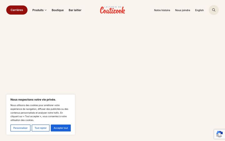 Screenshot of laiteriedecoaticook.com