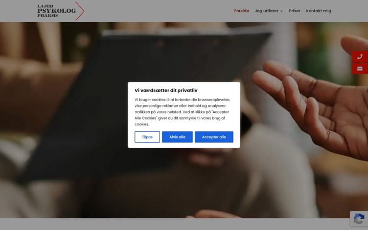 Screenshot of lajerpsykolog.dk