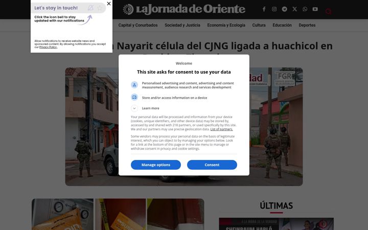 Screenshot of lajornadadeoriente.com.mx