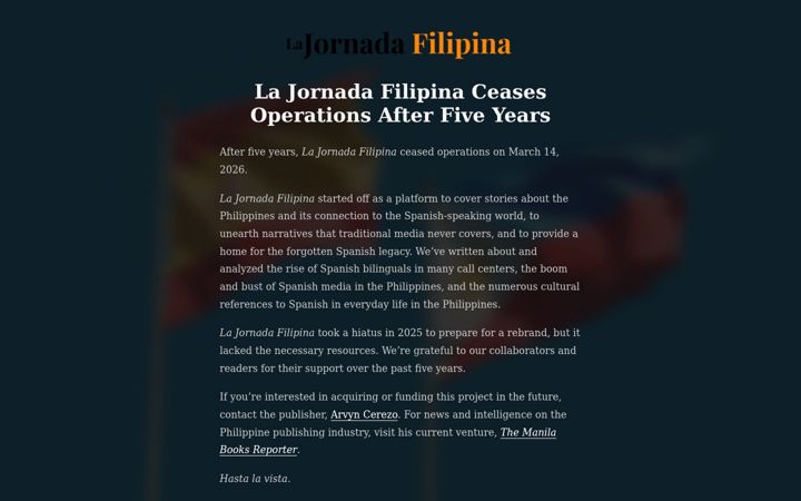 Screenshot of lajornadafilipina.com