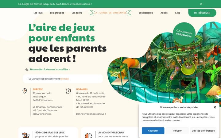 Screenshot of lajungledevincennes.fr
