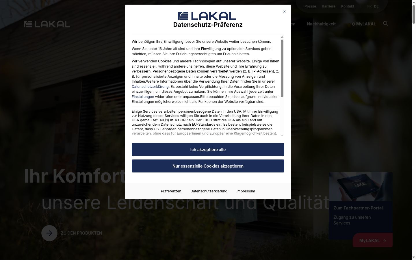 Screenshot tal-banner tal-kunsens muri qabel kwalunkwe interazzjoni