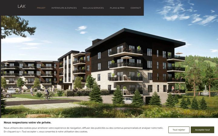 Screenshot of lakappartementsnature.ca