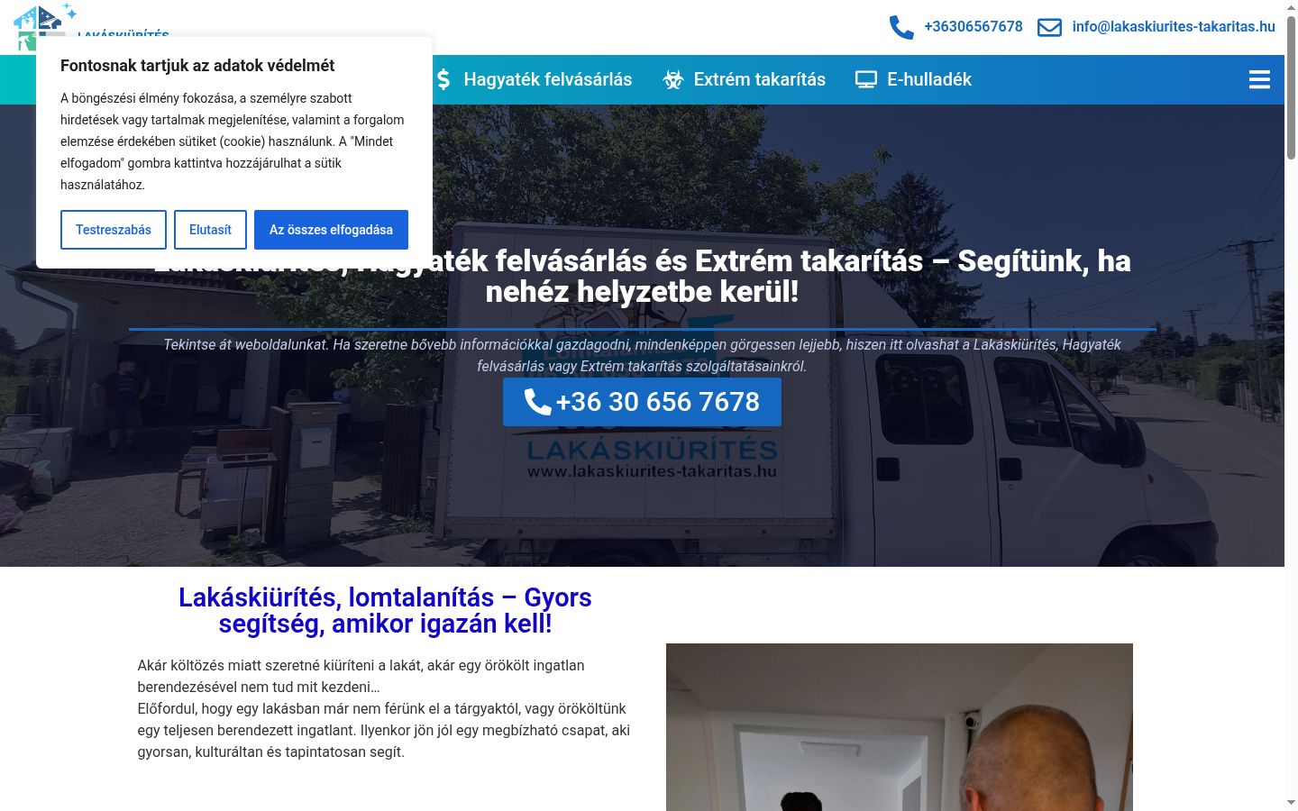 Képernyőkép a bármilyen interakció előtt megjelenő hozzájárulási bannerről