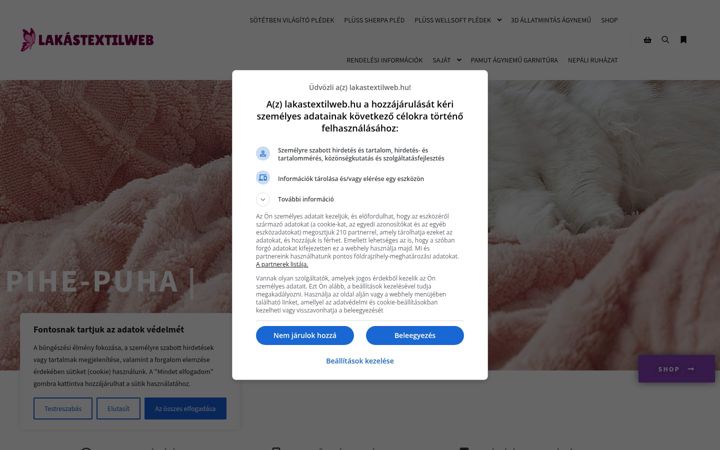 Screenshot of lakastextilweb.hu