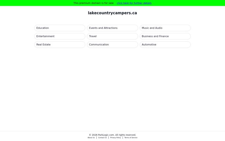 Screenshot of lakecountrycampers.ca