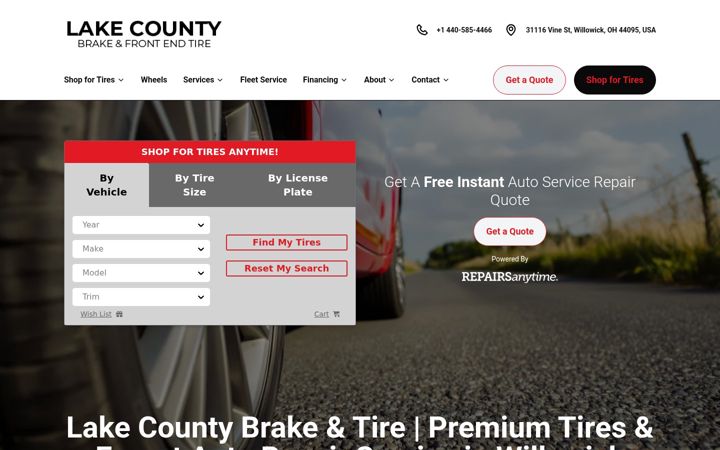 Screenshot of lakecountybrake.com