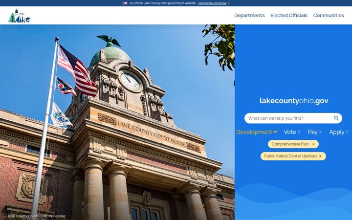 Kuvakaappaus sivustosta lakecountyohio.gov