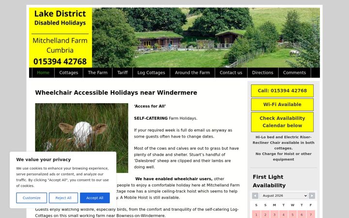 Screenshot of lakedistrictdisabledholidays.co.uk