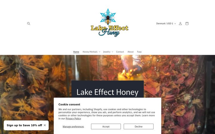 Screenshot of lakeeffecthoney.com