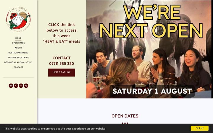 Screenshot of lakehouserestaurant.co.uk