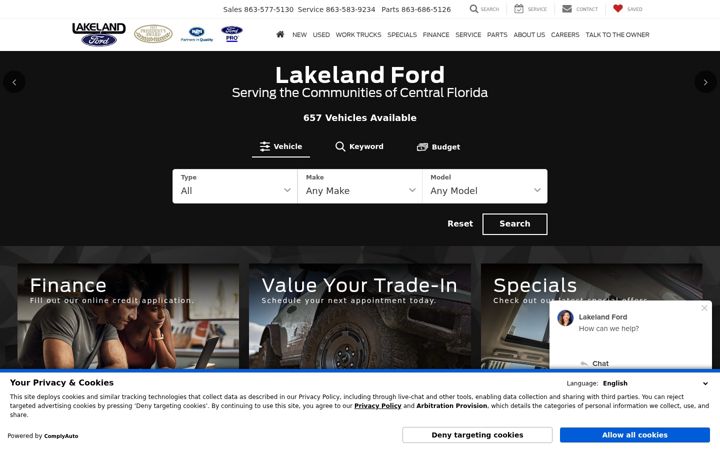 Screenshot of lakelandford.com