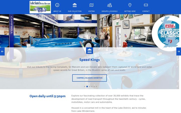 Screenshot of lakelandmotormuseum.co.uk