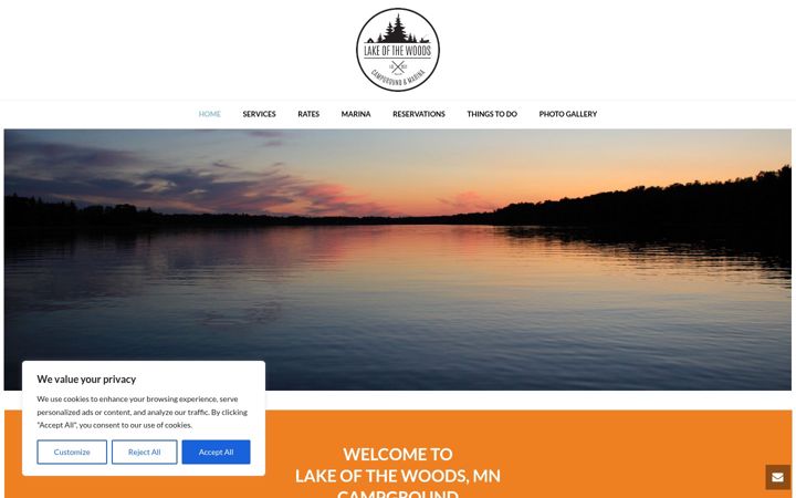 Screenshot of lakeofthewoodscampground.com